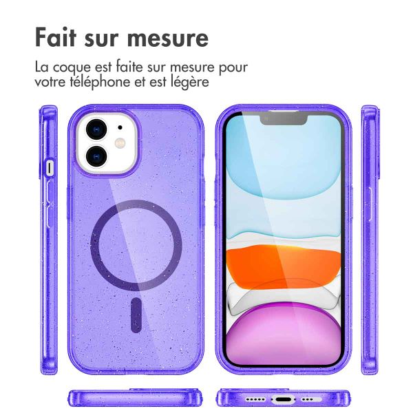 imoshion Coque Pailletée avec MagSafe Apple iPhone 12 (Pro) - Paillettes Violet