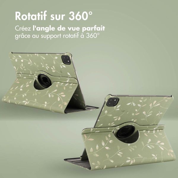 imoshion Coque tablette Design rotatif à 360° Apple iPad Pro 13 (2025) M5 / (2024) M4 - Green Flowers
