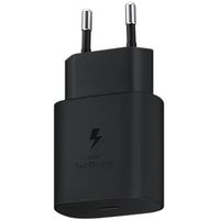 Samsung Câble USB-C vers USB-C d'origine - 1 mètre - 25 watts + adaptateur de recharge rapide USB-C d'origine - 25 watts - Noir