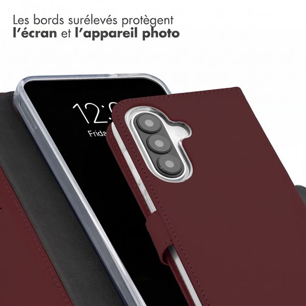 Selencia Étui portefeuille en cuir véritable Samsung Galaxy A27 (5G) - Burgundy