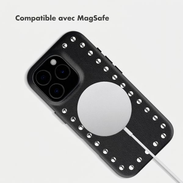 Selencia Coque arrière Studs avec MagSafe Apple iPhone 16 Pro - Velvet Black