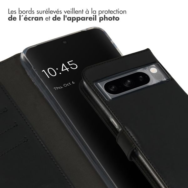 Selencia Étui portefeuille en cuir véritable Google Pixel 8 Pro - Noir