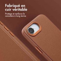 Accezz Coque arrière en cuir avec MagSafe Apple iPhone 17e / 16e - Sienna Brown