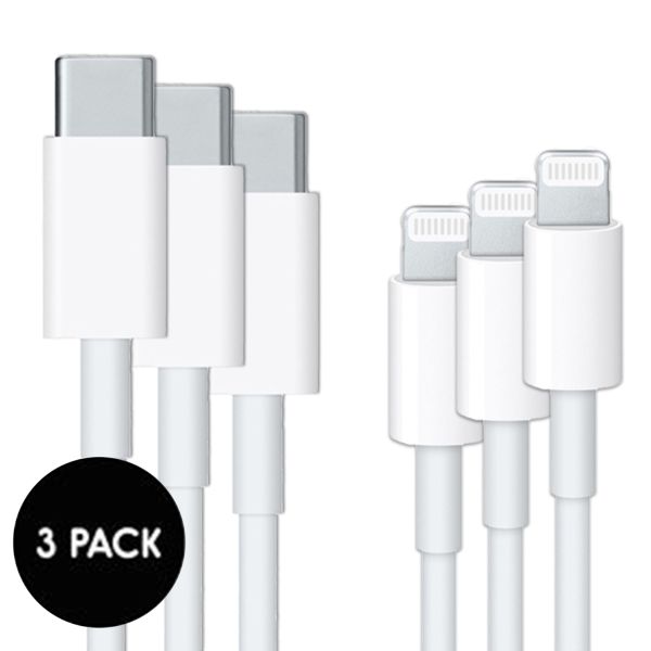 Câble USB-C vers Lightning pack de 3 - Apple 'pre-owned' - 1 mètre - Blanc