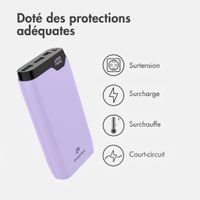 imoshion Batterie externe 20 000 mAh - Chargeur rapide 22,5 W - USB-C / USB-A - Lilas