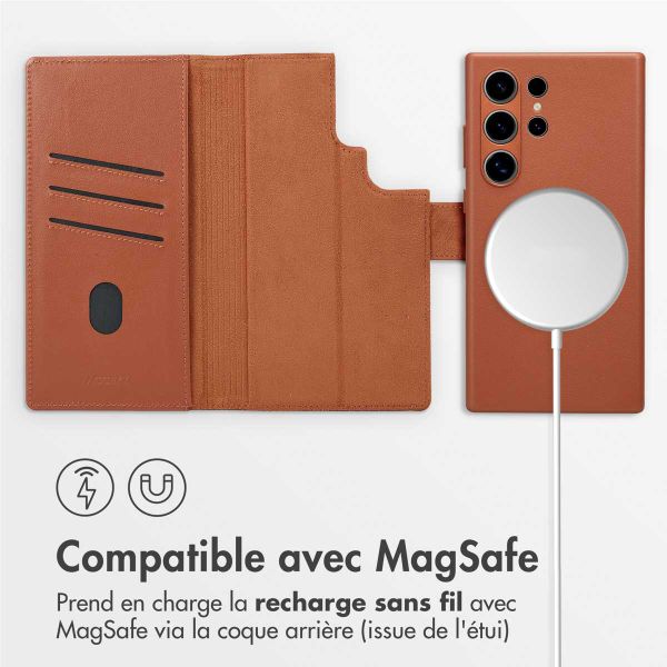 Accezz Étui de télephone portefeuille en cuir 2-en-1 avec MagSafe Samsung Galaxy S24 Ultra - Sienna Brown