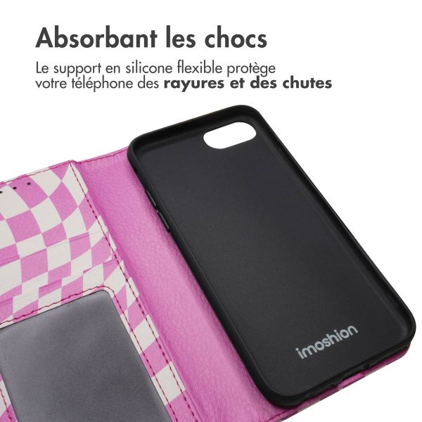 imoshion Étui de télephone portefeuille Design Apple iPhone SE (2022 / 2020) / 8 / 7 / 6(s) - Retro Pink