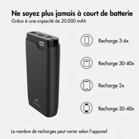 imoshion Batterie externe 20 000 mAh - Chargeur rapide 22,5 W - USB-C / USB-A - Noir