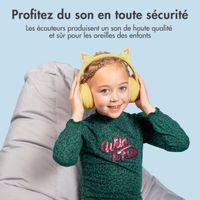 imoshion Casque sans fil pour enfants LED Light Cat Ear - Limiteur de décibels - Avec câble AUX - Jaune