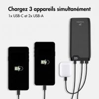 imoshion Batterie externe 20 000 mAh - Chargeur rapide 22,5 W - USB-C / USB-A - Noir