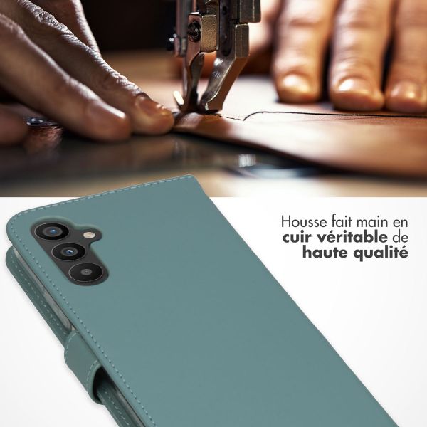 Selencia Étui portefeuille en cuir véritable Samsung Galaxy A34 (5G) - Air Blue