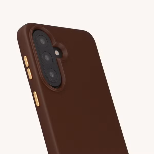 Selencia Coque arrière Rivièra avec MagSafe avec crochets amovibles Samsung Galaxy A57 (5G) - Choco Brown