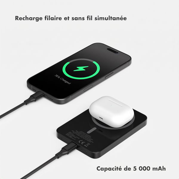 Selencia Powerbank Vivid 5 000 mAh - MagSafe et Qi - Black / Wavy Baby Choco