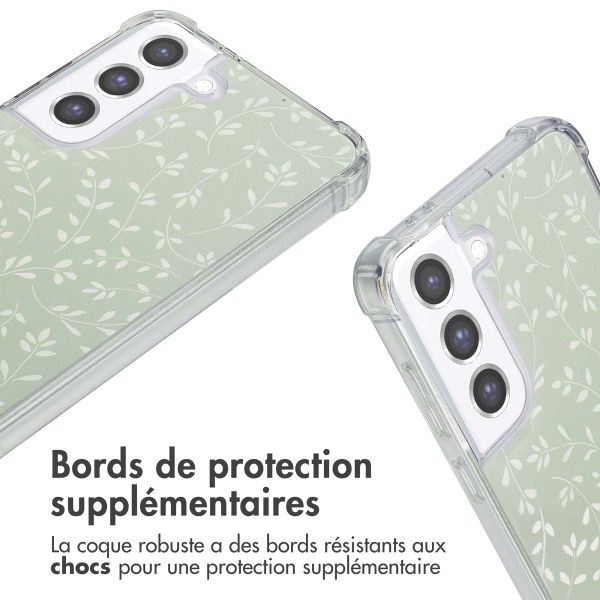 imoshion Coque Design avec cordon Samsung Galaxy S21 FE - Smoke Green Flowers