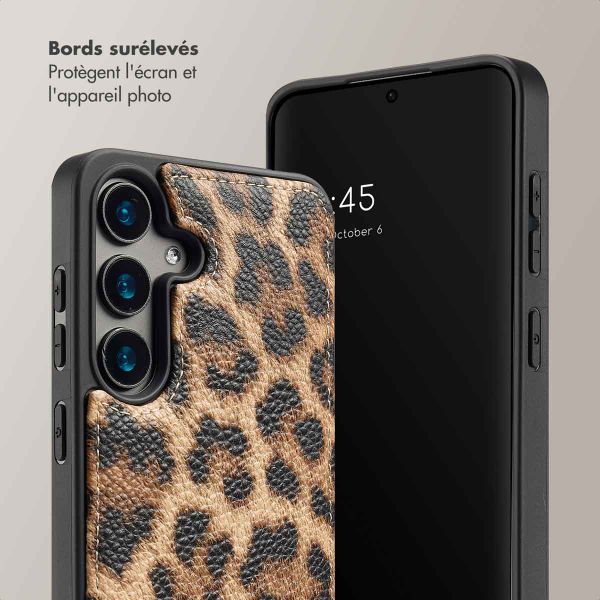Selencia Coque de télephone Nova avec cordon et porte-cartes Samsung Galaxy S24 - Leopard