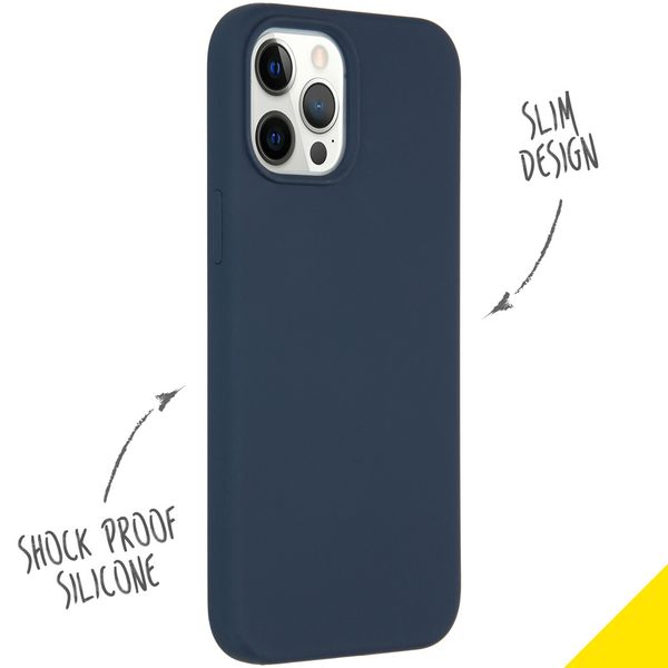 Accezz Coque Liquid Silicone Apple iPhone 12 Pro Max - Bleu foncé