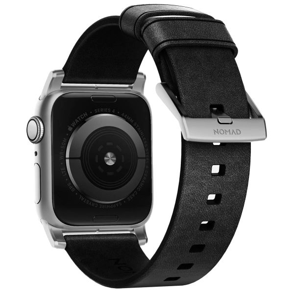 Nomad Bracelet moderne en cuir Apple Watch | 44/45/46/49 mm - Black / Silver