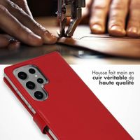 Selencia Étui portefeuille en cuir véritable Samsung Galaxy S24 Ultra - Rouge