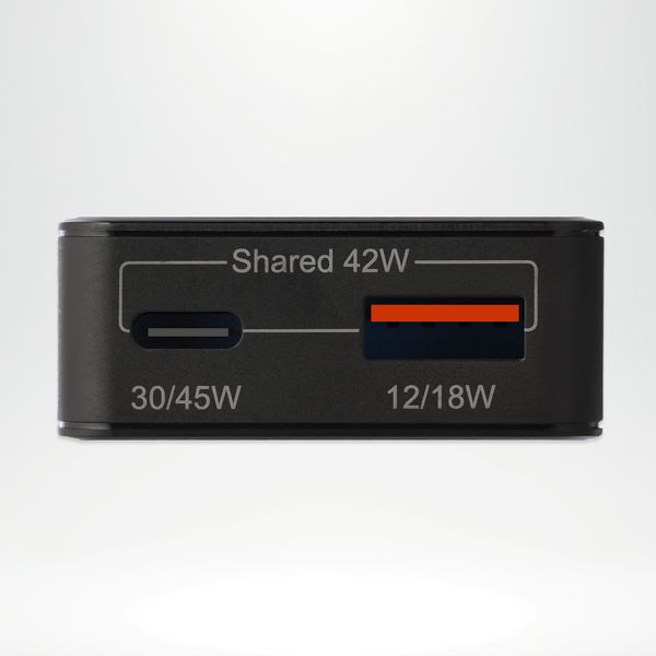Accezz Chargeur GaN Ultra Slim - USB-C + USB-A - 45 W - Noir