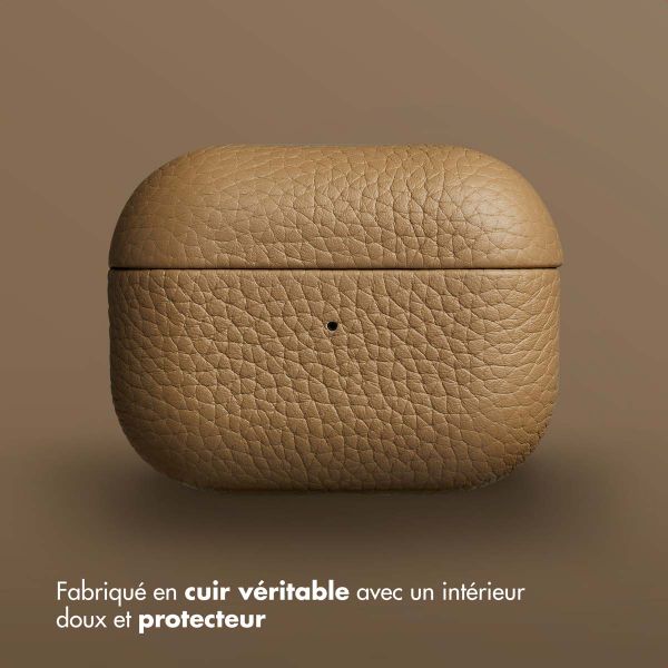 Accezz Coque en cuir véritable  Apple Airpods Pro - Taupe