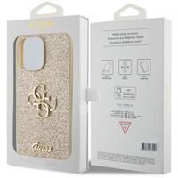 Guess Coque 4G Metal Logo Glitter Apple iPhone 15 Pro Max - Doré
