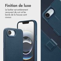 Accezz Étui de télephone portefeuille en cuir 2-en-1 avec MagSafe Apple iPhone 17e / 16e - Nightfall Blue