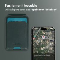 Accezz Portefeuille en cuir magnétique avec support - Compatible avec Apple Find My - Cedar Green
