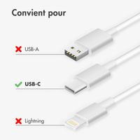 imoshion Câble Tressé USB-C vers USB-C 60 W - Lot de 2 - 1 mètre - Blanc