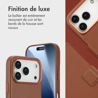 Accezz Étui de télephone portefeuille en cuir 2-en-1 avec MagSafe Apple iPhone 17 Pro - Sienna Brown