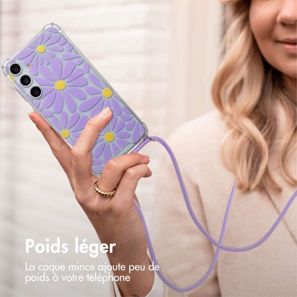 imoshion Coque Design avec cordon Samsung Galaxy A55 - Tropical Violet Flowers Connect