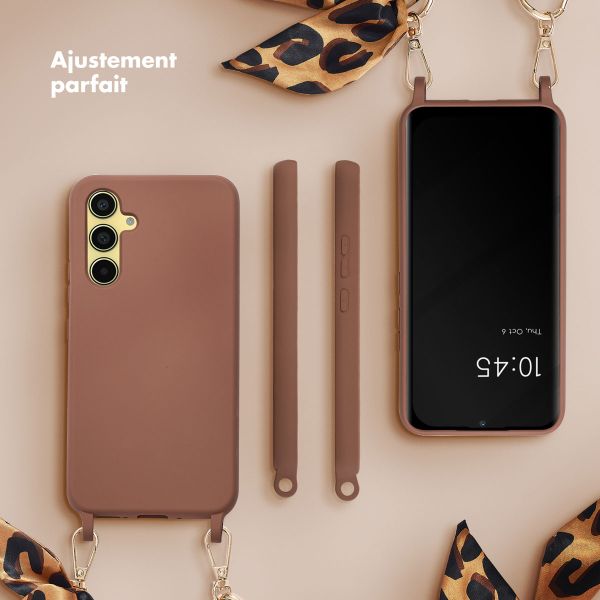 Selencia Coque avec dragonne de luxe Samsung Galaxy A54 (5G) - Marron