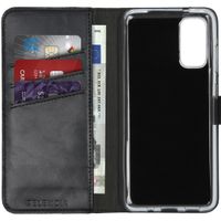 Selencia Étui portefeuille en cuir véritable Samsung Galaxy S20 - Noir