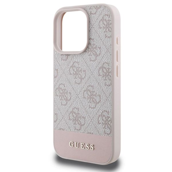 Guess Coque arrière Bottom Stripe 4G Apple iPhone 16 Pro - Rose