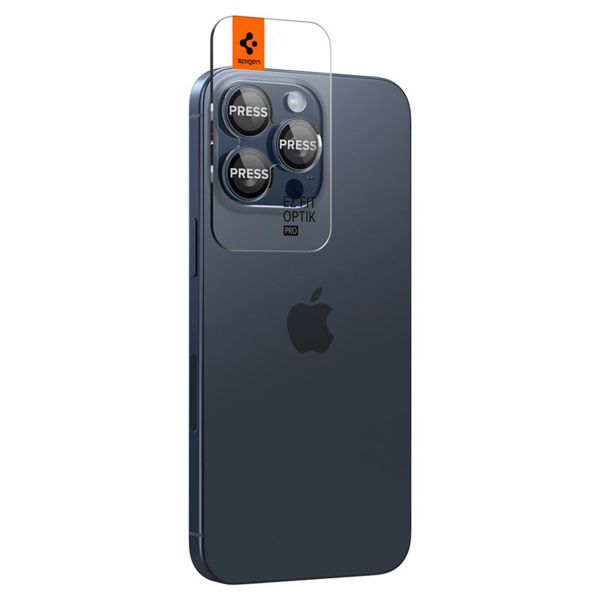 Spigen Optik Pro EZ Fit Lens Protector - Protection d'objectif de caméra (lot de 2) Apple iPhone 17 Pro (Max) / 16 Pro (Max) / 15 Pro (Max) / 14 Pro (Max) - Blue Titanium