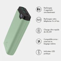 imoshion Batterie externe 20 000 mAh - Chargeur rapide 22,5 W - USB-C / USB-A - Vert