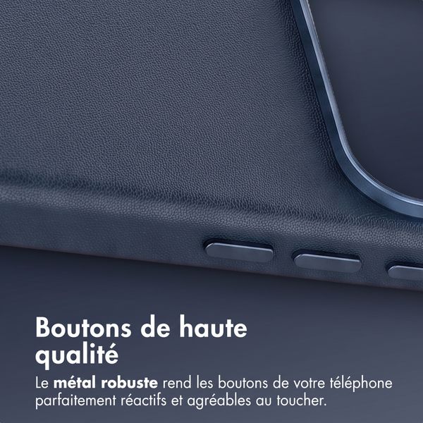 Accezz Coque arrière en cuir avec MagSafe Apple iPhone 18 Pro Max / 17 Pro Max - Nightfall Blue