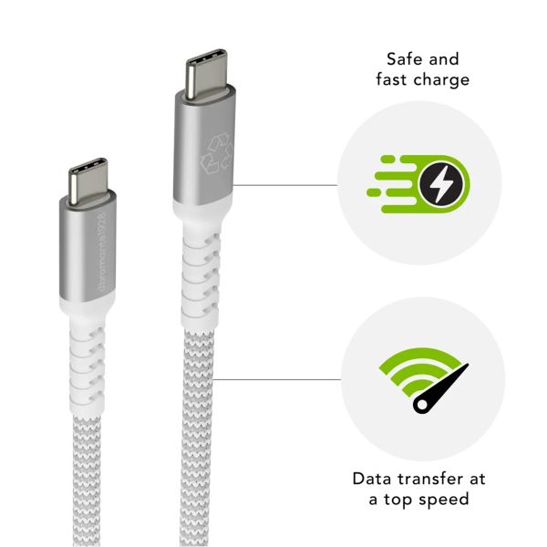 dbramante1928 re-charge - Câble de charge tressé - USB-A vers Lightning - 1,2 mètres - Blanc