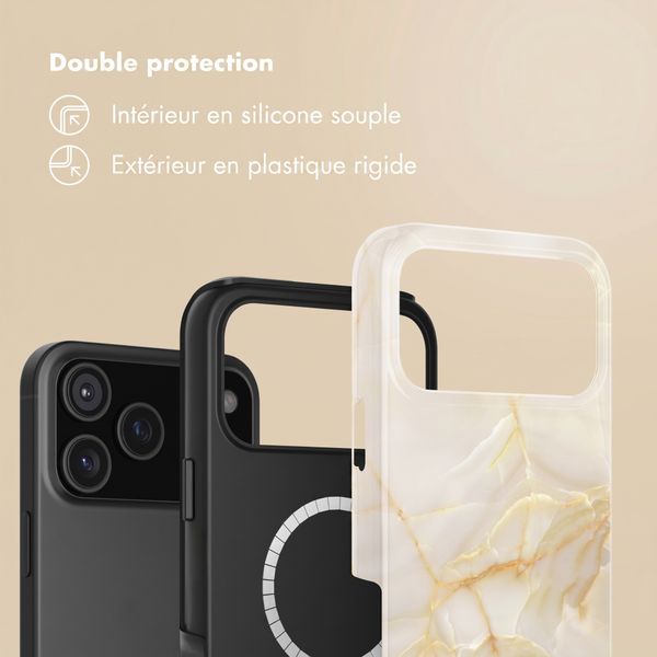 Selencia Coque arrière Vivid avec MagSafe Apple iPhone 18 Pro / 17 Pro - Golden Beige Marble