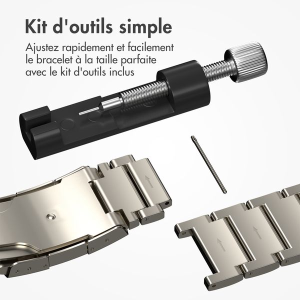 Accezz Bracelet en acier Titane mat  - Connexion Garmin 22 mm - Titanium