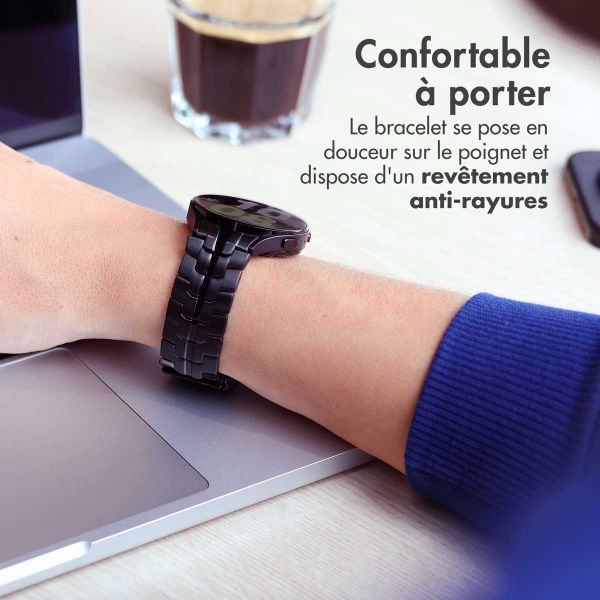Accezz Bracelet Steel Samsung Galaxy Watch 4 / 5 / 6 / 7 / FE (20 mm) - Noir