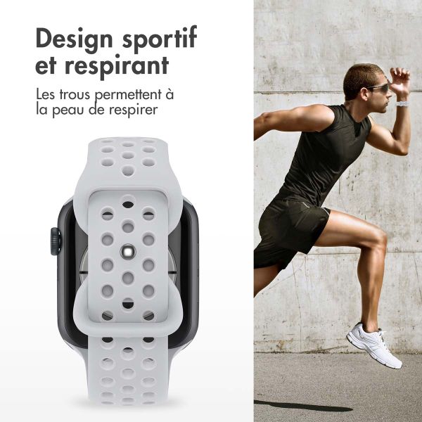 imoshion Bracelet Sport⁺ en silicone Apple Watch | 44/45/46/49 mm - Taille M/L - Grey & White