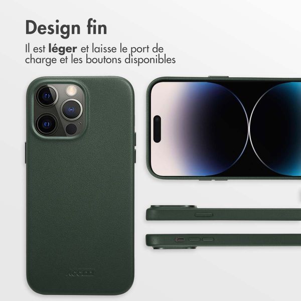 Accezz Coque arrière en cuir avec MagSafe Apple iPhone 14 Pro Max - Cedar Green