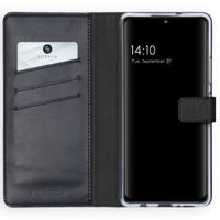 Selencia Étui portefeuille en cuir véritable Samsung Galaxy A42 - Noir