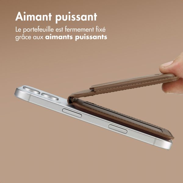 Accezz Portefeuille en cuir avec support - Compatible avec MagSafe et Qi2 - Coffee Brown