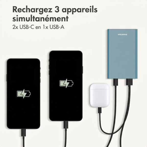 imoshion Ultra Series Aluminium Batterie externe 20.000 mAh - Charge rapide jusqu'à 33 watts - Petrol Green