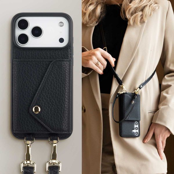 Selencia Coque de télephone Sera avec cordon et porte-cartes enveloppe Apple iPhone 17 Pro Max - Noir