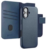 Accezz Étui de télephone portefeuille en cuir 2-en-1 avec MagSafe Apple iPhone 16 - Nightfall Blue