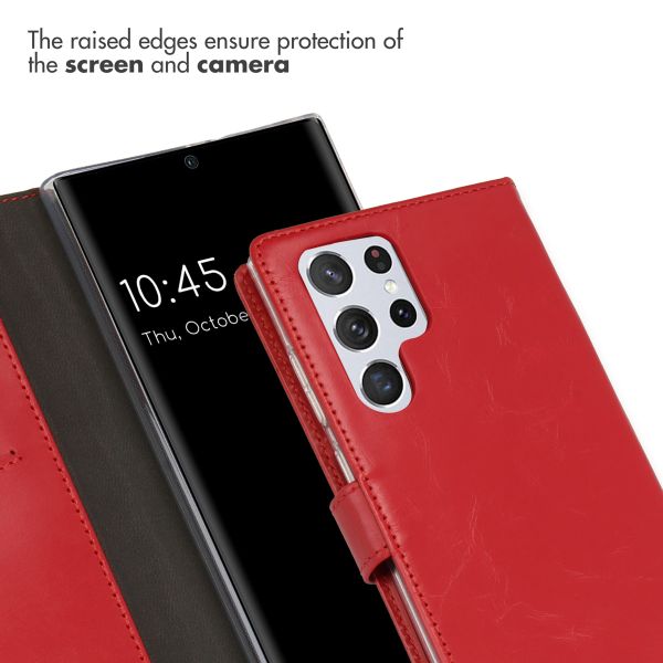 Selencia Étui portefeuille en cuir véritable Samsung Galaxy S22 Ultra - Rouge