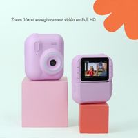 imoshion Kids Camera avec imprimante photo - Appareil photo pour enfants - Photos/Vidéos/Jeux - Lila