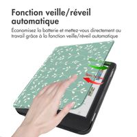 imoshion Design Slim Hard Case Sleepcover Kobo Clara Colour / BW - Smoke Green Flowers